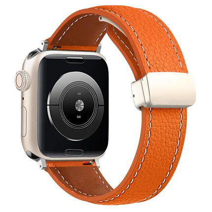 Folding Buckle Genuine Cowhide Apple Watch Band 38-49mm