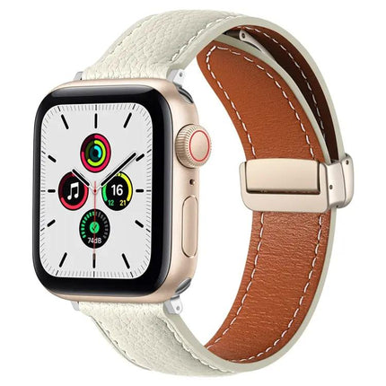 Folding Buckle Genuine Cowhide Apple Watch Band 38-49mm