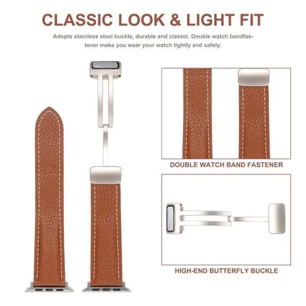 Folding Buckle Genuine Cowhide Apple Watch Band 38-49mm
