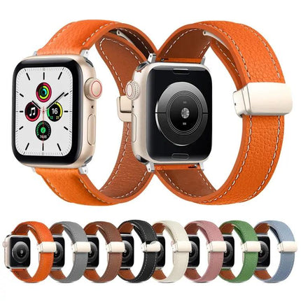 Folding Buckle Genuine Cowhide Apple Watch Band 38-49mm