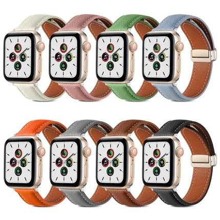 Folding Buckle Genuine Cowhide Apple Watch Band 38-49mm