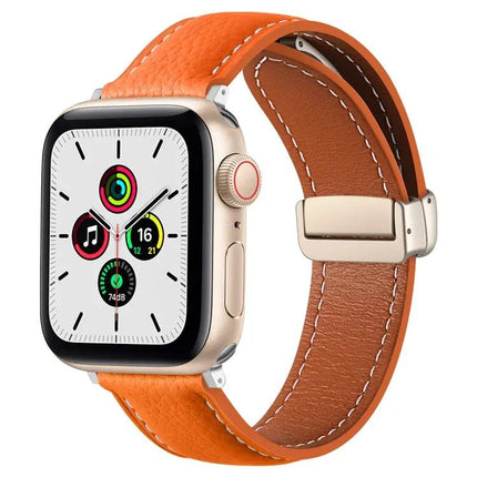 Folding Buckle Genuine Cowhide Apple Watch Band 38-49mm