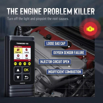 THINKCAR OBD2 Scanner Helps With Daily Vehicle Maintenance - handheld OBD2 reader diagnosing check engine codes like oxygen sensor failure, loose gas cap