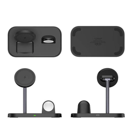 WA22 Magnetic Charger Stand for Daily Device Organization - black 3-in-1 magnetic charger for phone, watch, and earbuds on desk or nightstand