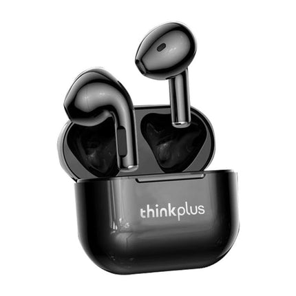 Lenovo Wireless Earbuds With Noise Reduction For Commuting compact black LP40 TWS earbuds with charging case and stem design