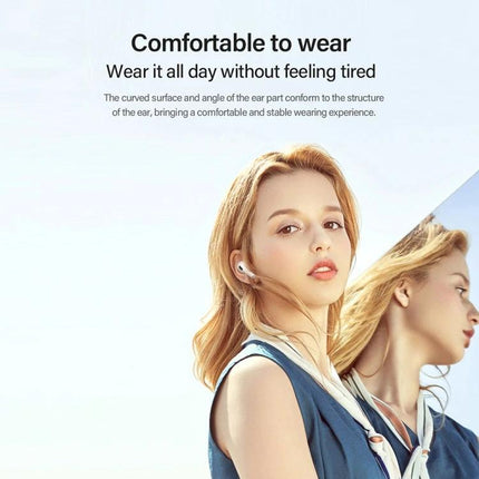 Lenovo Wireless Earbuds With Noise Reduction For Commuting comfortable all-day wear shown on model