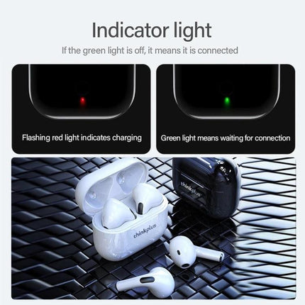 Lenovo Wireless Earbuds With Noise Reduction For Commuting, white LP40 TWS in open charging case with indicator light