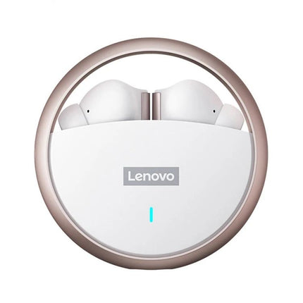Lenovo Wireless Bluetooth Earbuds With Compact Charging Case For Daily Use white round case with earbuds