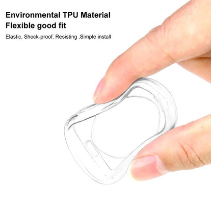 Transparent Imak TPU Case for Everyday Earphone Protection - clear flexible TPU cover held between fingers showing charging port access and scratch protection