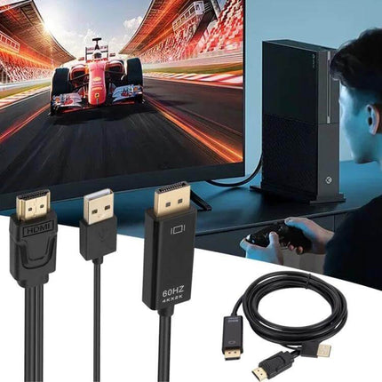 HDMI to DisplayPort Adapter Cable with Power Supply, 1.8 Meters - gaming console to DisplayPort monitor hookup for 4K 60Hz