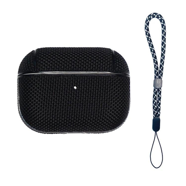 Waterproof Nylon Case for Everyday Earphone Protection and Travel slim black woven case with wrist strap