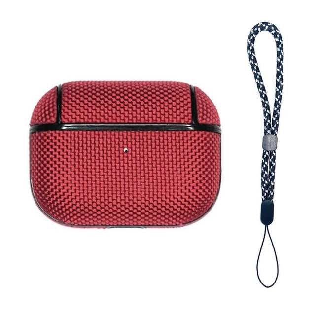 Waterproof Nylon Case for Everyday Earphone Protection and Travel red textured case with wrist strap