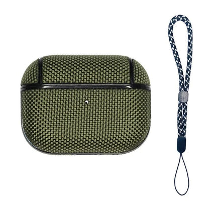 Waterproof Nylon Case for Everyday Earphone Protection and Travel — green textured case with wrist strap, compact travel earphone protector