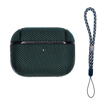 Waterproof Nylon Case for Everyday Earphone Protection and Travel - dark green textured earphone case with wrist strap