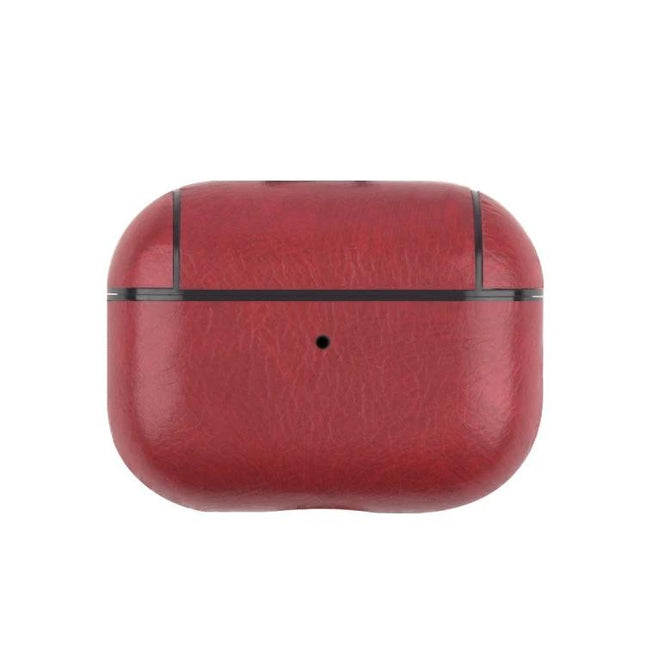 Leather Case Protects Earphones for Everyday Use - red leather protective earphone case with charging access