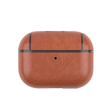 Leather Case Protects Earphones for Everyday Use - brown leather protective earphone case with charging access and durable finish
