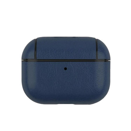 Leather Case Protects Earphones for Everyday Use - navy leather protective earphone charging case with quick access and scratch resistance