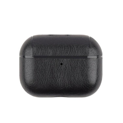Leather Case Protects Earphones for Everyday Use - black leather protective earphone case with charging access