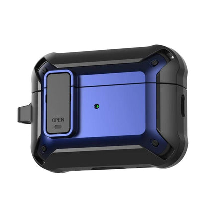 Bumblebee Protective Case for Daily Earphone Use on the Go - rugged blue TPU PC earphone case with clip and charging access