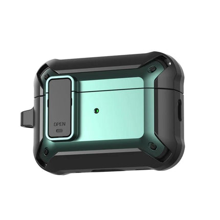 Bumblebee Protective Case for Daily Earphone Use on the Go rugged green TPU PC case with carabiner clip and quick access charging