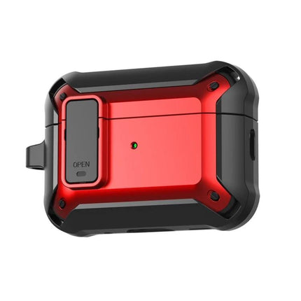 Bumblebee Protective Case for Daily Earphone Use on the Go - red rugged TPU PC protective earphone case with quick-access charging port