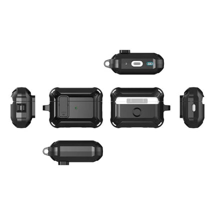 Bumblebee Protective Case for Daily Earphone Use on the Go - rugged black TPU PC case showing multiple angles and charging access