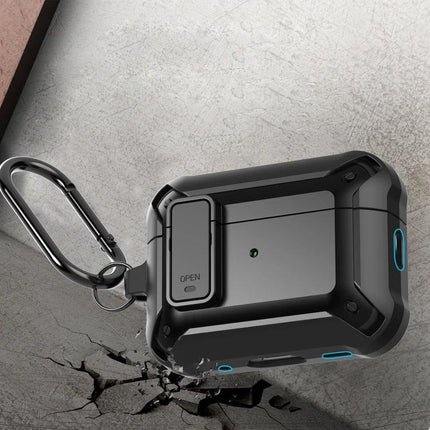 Bumblebee Protective Case for Daily Earphone Use on the Go - rugged TPU PC earphone case with carabiner, dust and scratch protection, quick-charge access