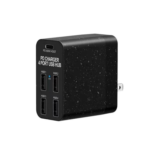 Multi-Port USB-C Hub for Everyday Device Connections - compact 4-port USB charger with PD port for laptops, external drives, keyboards, and chargers