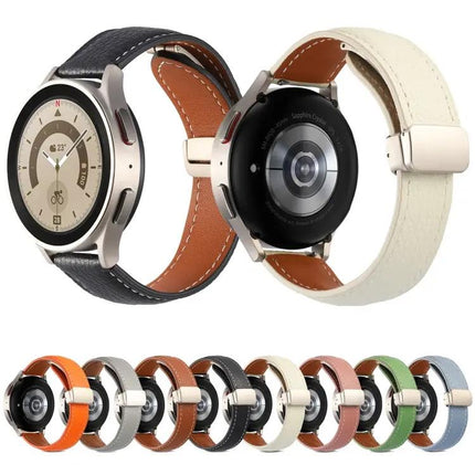 Leather Folding Buckle Band for Samsung Galaxy Watch 5