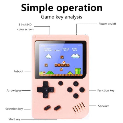 Macaron Mini Handheld Game Console with 800 Built-in Games pink portable retro gaming device with 3-inch LCD screen and D-pad