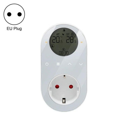 LCD Thermostat for Home Heating and Cooling Systems with EU Plug - white digital programmable LCD thermostat with EU socket and app control