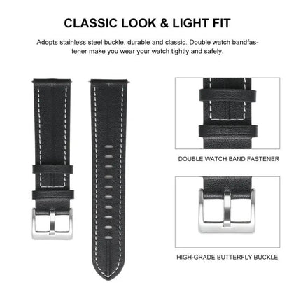 Fluted Leather Watch Strap 20mm 22mm Quick Release