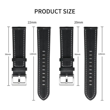 Fluted Leather Watch Strap 20mm 22mm Quick Release