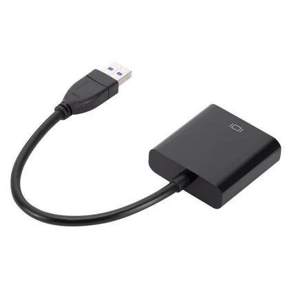 USB 3.0 to HDMI Converter for Laptops and Desktop Displays - compact black adapter showing USB 3.0 plug and HDMI output cable