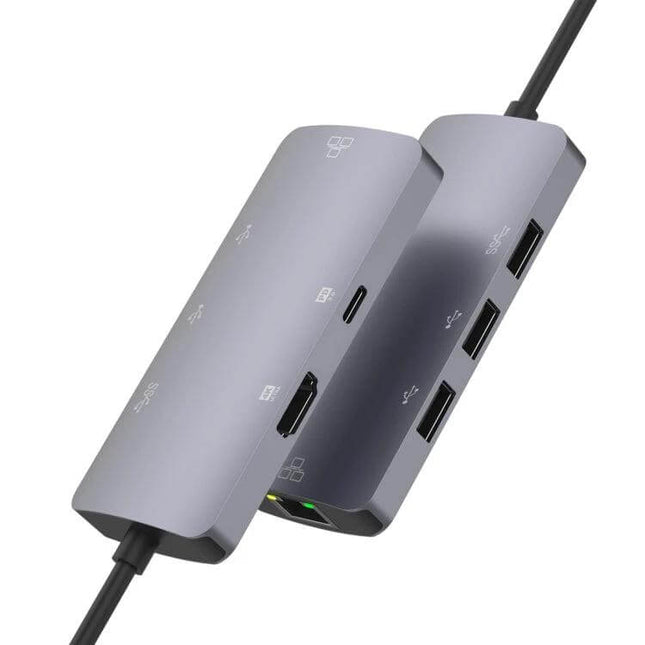 Onten USB-C Portable Multifunctional Docking Station for Devices compact gray hub showing multiple USB, HDMI and Ethernet ports