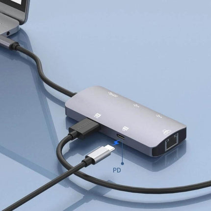 Onten USB-C Portable Multifunctional Docking Station for Devices connecting laptop to monitor keyboard and ethernet in a compact hub