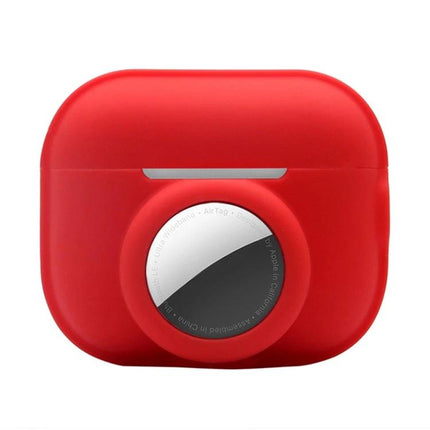 Protective Cover for AirPods and AirTag During Daily Outings - red silicone sweat-proof case for AirPods Pro 2 with AirTag pocket