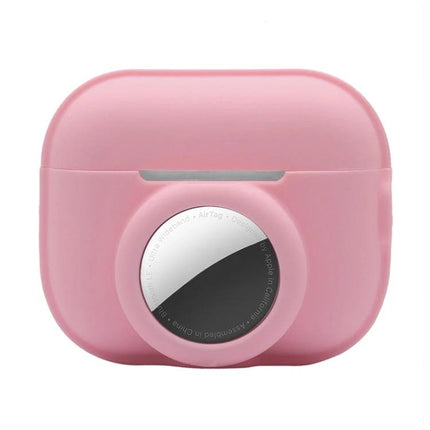Protective Cover for AirPods and AirTag During Daily Outings - pink silicone sweatproof case for AirPods Pro 2 with integrated AirTag holder