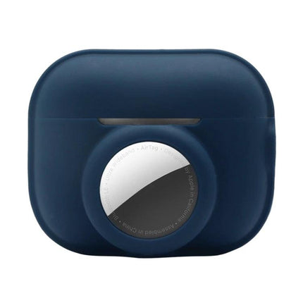 Protective Cover for AirPods and AirTag During Daily Outings - navy silicone sweat-proof washable case for AirPods Pro 2 with integrated AirTag slot