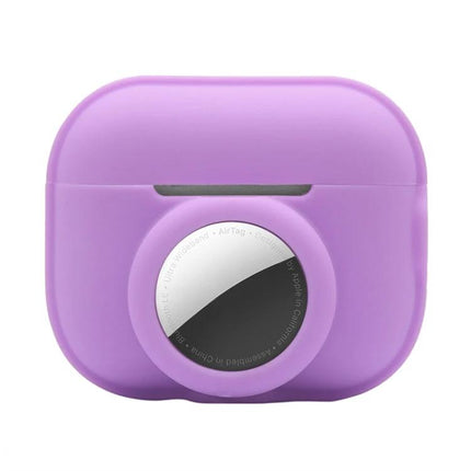 Protective Cover for AirPods and AirTag During Daily Outings - purple silicone sweatproof washable case for AirPods Pro 2 with integrated AirTag holder