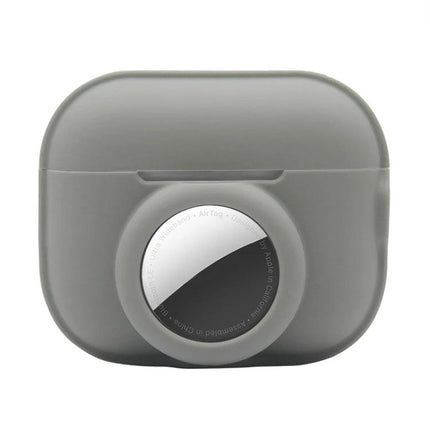 Protective Cover for AirPods and AirTag During Daily Outings - gray silicone sweatproof case for AirPods Pro 2 with integrated AirTag holder