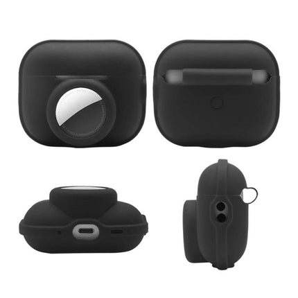 Protective Cover for AirPods and AirTag During Daily Outings — black silicone sweatproof washable case for AirPods Pro 2 with AirTag holder