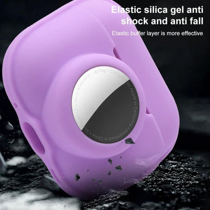 Protective Cover for AirPods and AirTag During Daily Outings - purple silicone sweatproof case for AirPods Pro 2 and AirTag