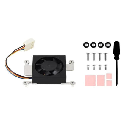 Waveshare Cooling Fan for Raspberry Pi Compute Module 4 Protection low-profile fan kit with screws, rubber washers, thermal pads and screwdriver