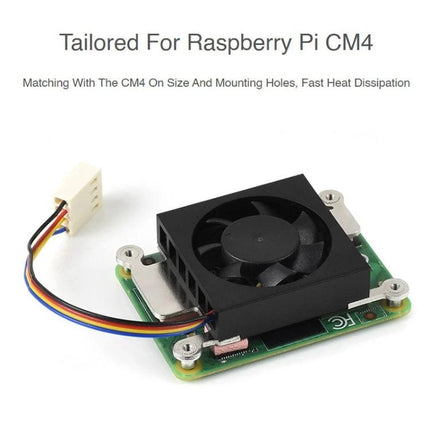 Waveshare Cooling Fan for Raspberry Pi Compute Module 4 Protection low-profile fan mounted on CM4 board with connector
