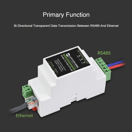 Waveshare Din Rail RS485 To Rj45 Serial Server With Poe Function bi-directional RS485 to Ethernet converter for industrial Modbus and device monitoring