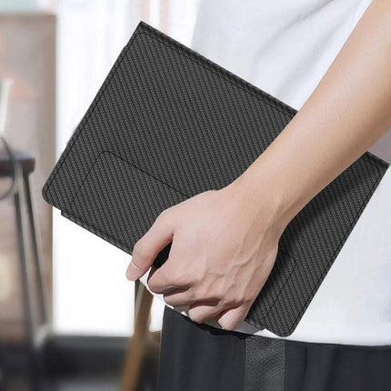 GKK Folding Bluetooth Keyboard Leather Case for Samsung Z Fold 3 and 4 held like a slim protective keyboard sleeve for travel and mobile work