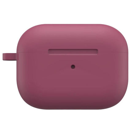 Durable Protective Case Safeguards Earphones in Everyday Use — slim maroon silicone earphone case protects against scratches and dust