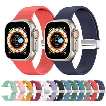 Folding Buckle Silicone Apple Watch Band 38 to 49mm