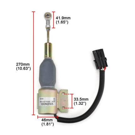 Shutdown Solenoid Valve For Cummins Diesel Engines metal replacement with wiring harness, 270mm length and mounting bracket